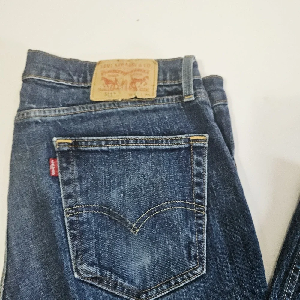 Levis 511 Skinny Fit Blue Jeans Men's Sz 36x32 Dark Wash Tapered Denim Pants